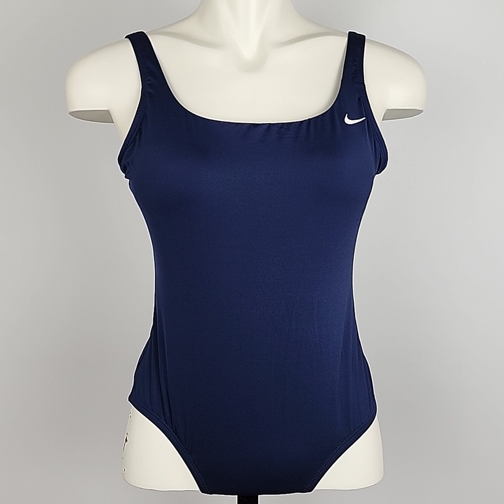 NWT Nike Women's One Piece Scoop Back Performance Swimsuit Navy Medium - Picture 5 of 15